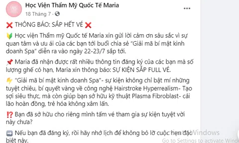 Thẩm mỹ Maria Ngọc Hiền: Không được cấp phép đào tạo, vẫn tự nhận là học viện thẩm mỹ quốc tế